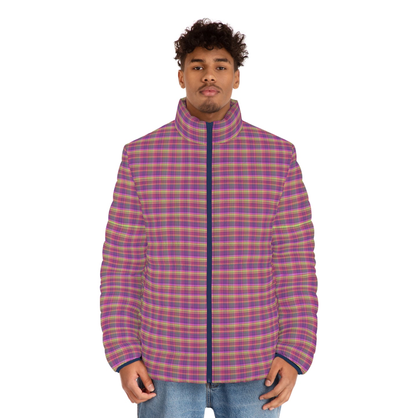 Colorful Men's Puffer Jacket, Stylish Outdoor Wear, Trendy Fashion Jacket, Casual Winter Apparel, Cozy Layering Piece, Perfect Gift for Him