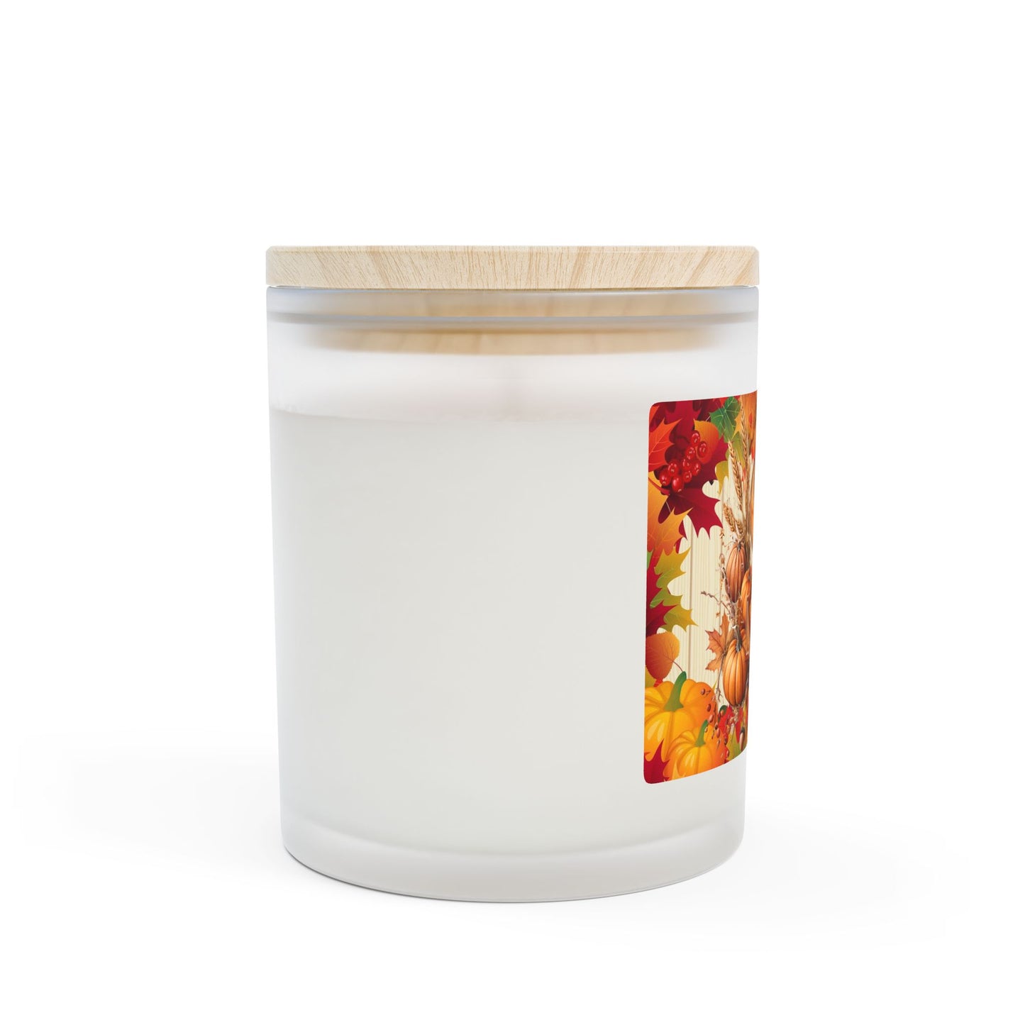 Autumn Monogram 'S' Frosted Glass Candle – Fall Pumpkin & Leaves 11oz