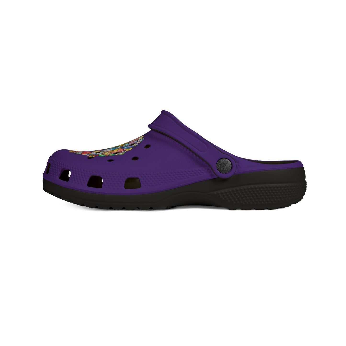 Purple Foam Clogs with Colorful Gem Heart — EVA Slip-On Shoes
