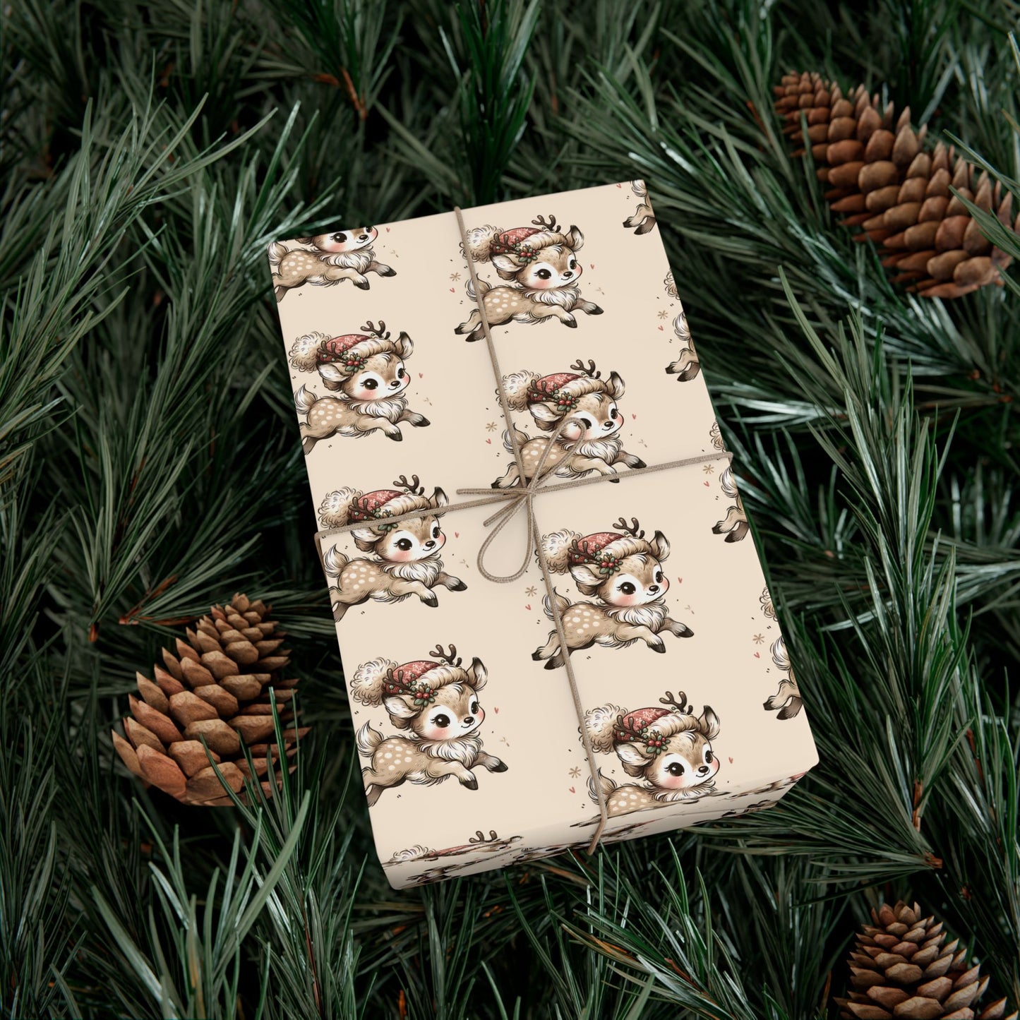 Gift Wrap Paper — Cute Retro Teddy Bear Pattern (Neutral Beige)