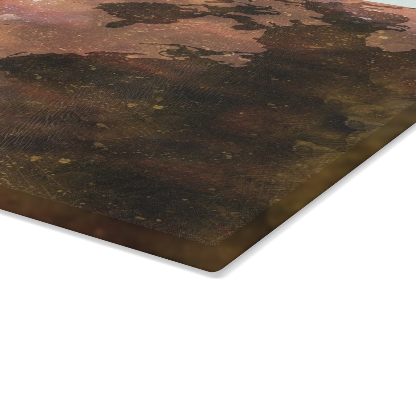 World Map Glass Cutting Board – Vintage Earthtone Kitchen Cutting Board
