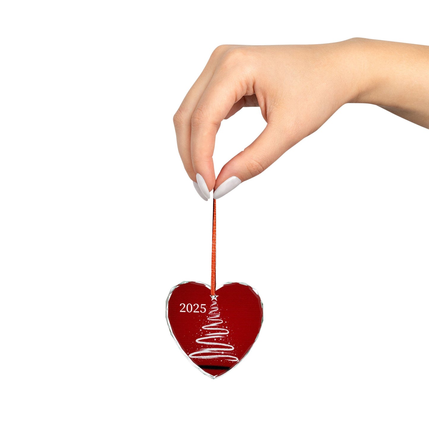 2025 Heart Crystal Ornament – Red Holiday Glass Tree Keepsake