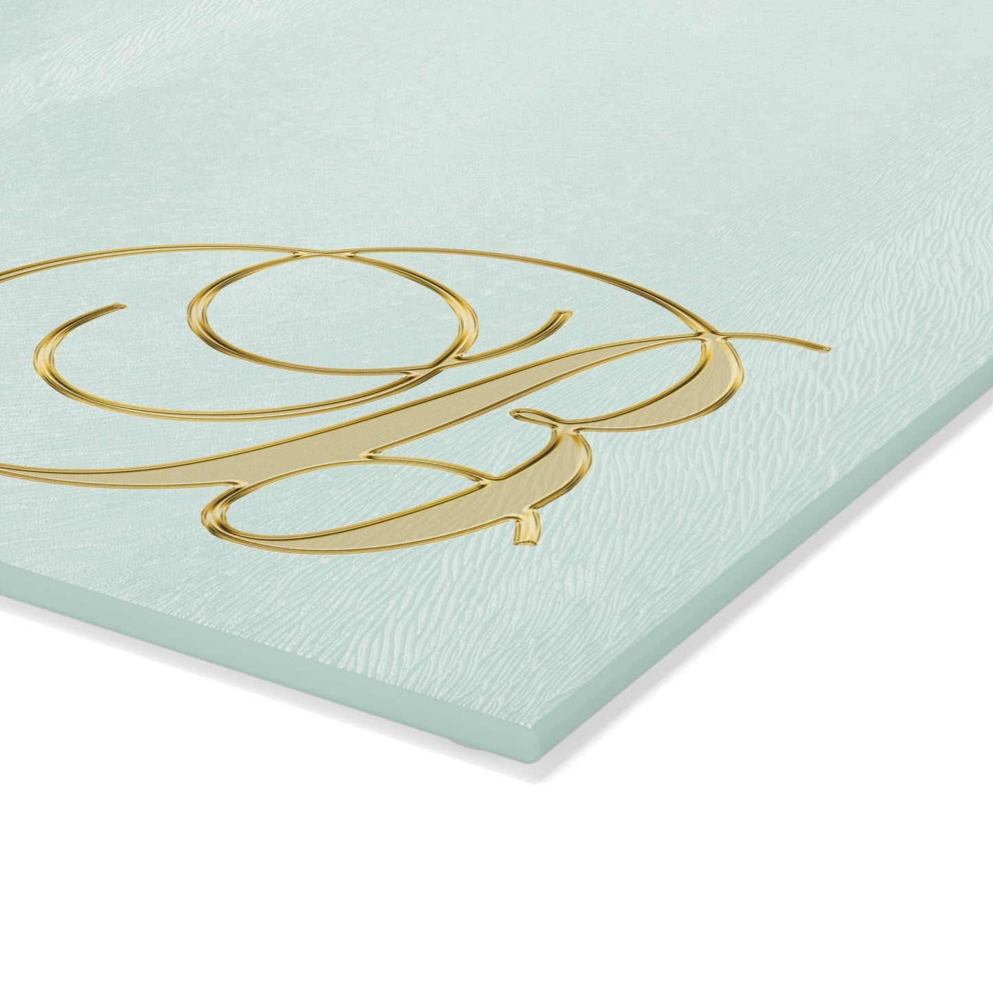 Monogram Glass Cutting Board – Elegant Gold 'B' on Mint or Clear
