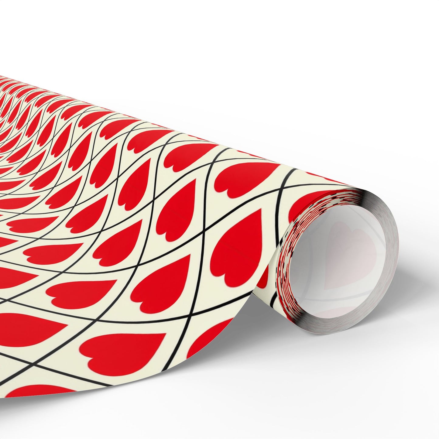 Heart Lattice Wrapping Paper Roll — Red Hearts Valentine's Gift Wrap