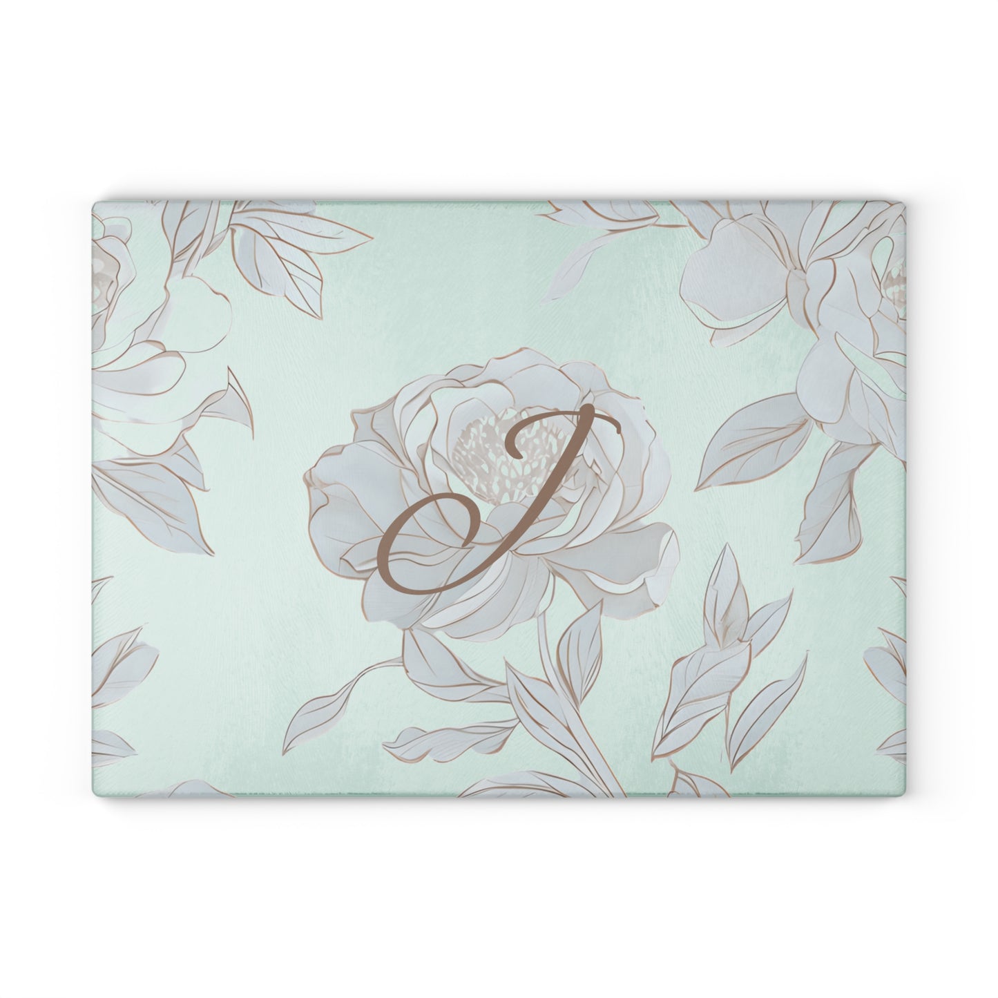 Personalized Floral Glass Cutting Board- Letter J