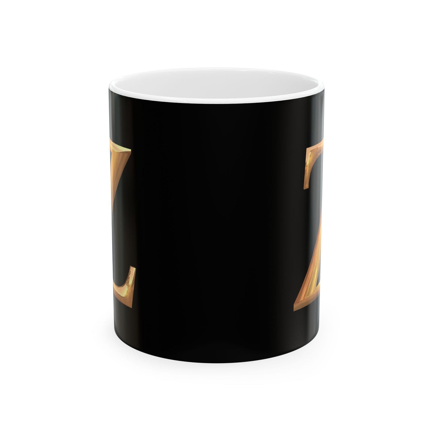 Monogram 'Z' Red Gold Heart Ceramic Mug – Personalized Initial Coffee Cup (11oz, 15oz)