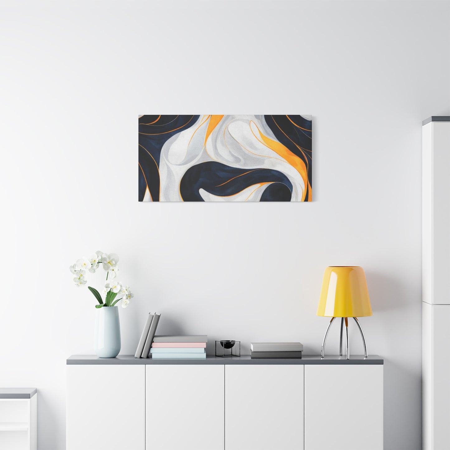 Abstract Navy & Gold Swirl Matte Canvas Wall Art