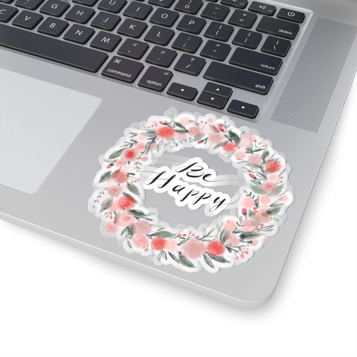 Floral 'Be Happy' Kiss-Cut Stickers | Motivational Decals for Laptops, Journals, Water Bottles, Planners, Gifts