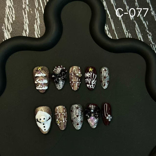 365nails: "Winter's Enchantment" – Christmas Holiday Handmade Coffin Nails – Image 2