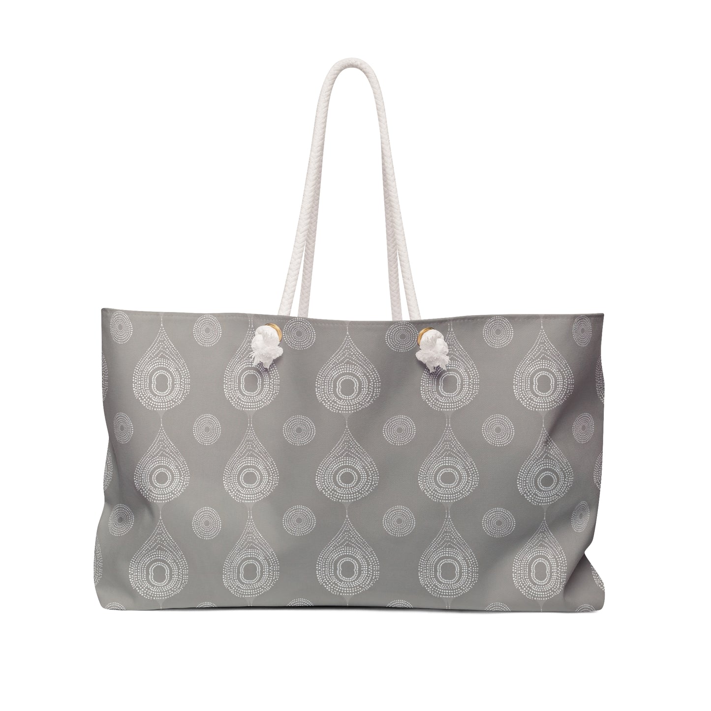 Gray Ikat Weekender Bag — Large Neutral Travel Tote