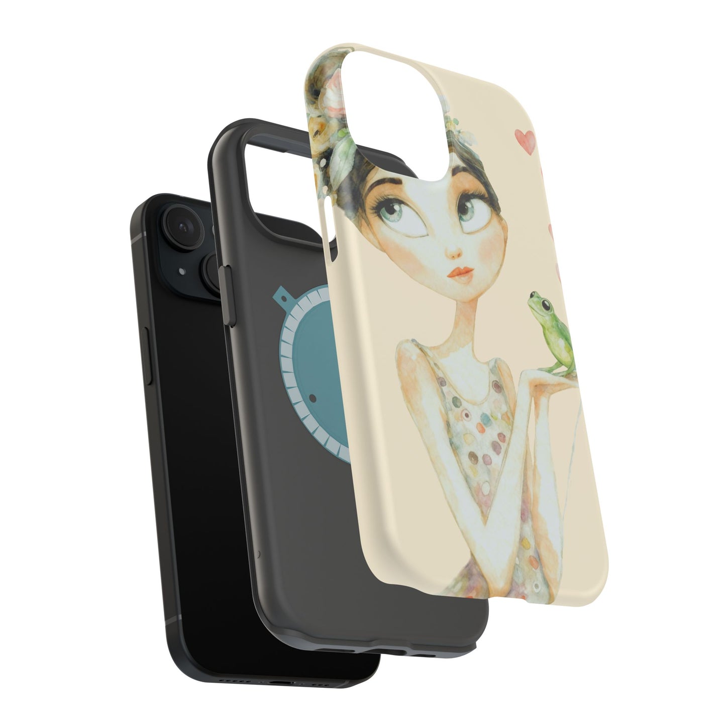 Whimsical Girl with Frog Magnetic Impact Phone Case