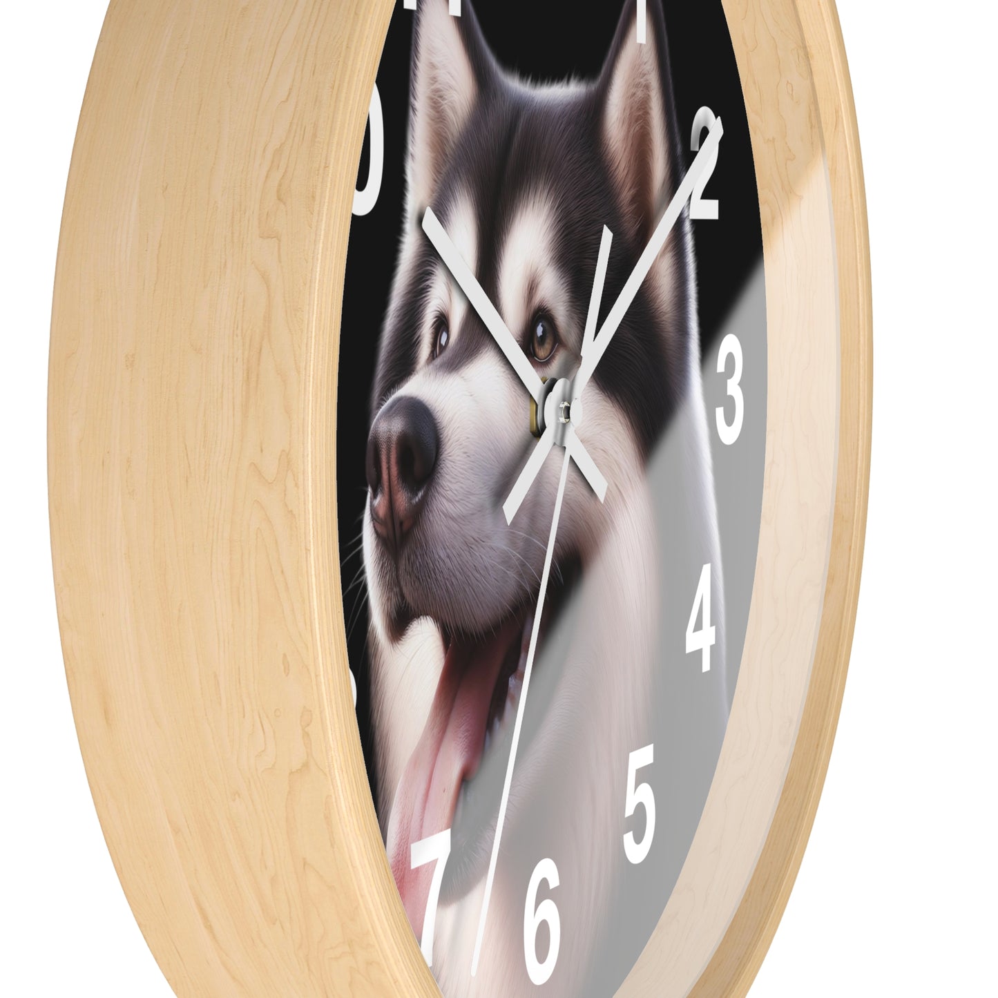 Husky Face Wall Clock – Cute Siberian Dog Home Decor, Pet Lover Gift