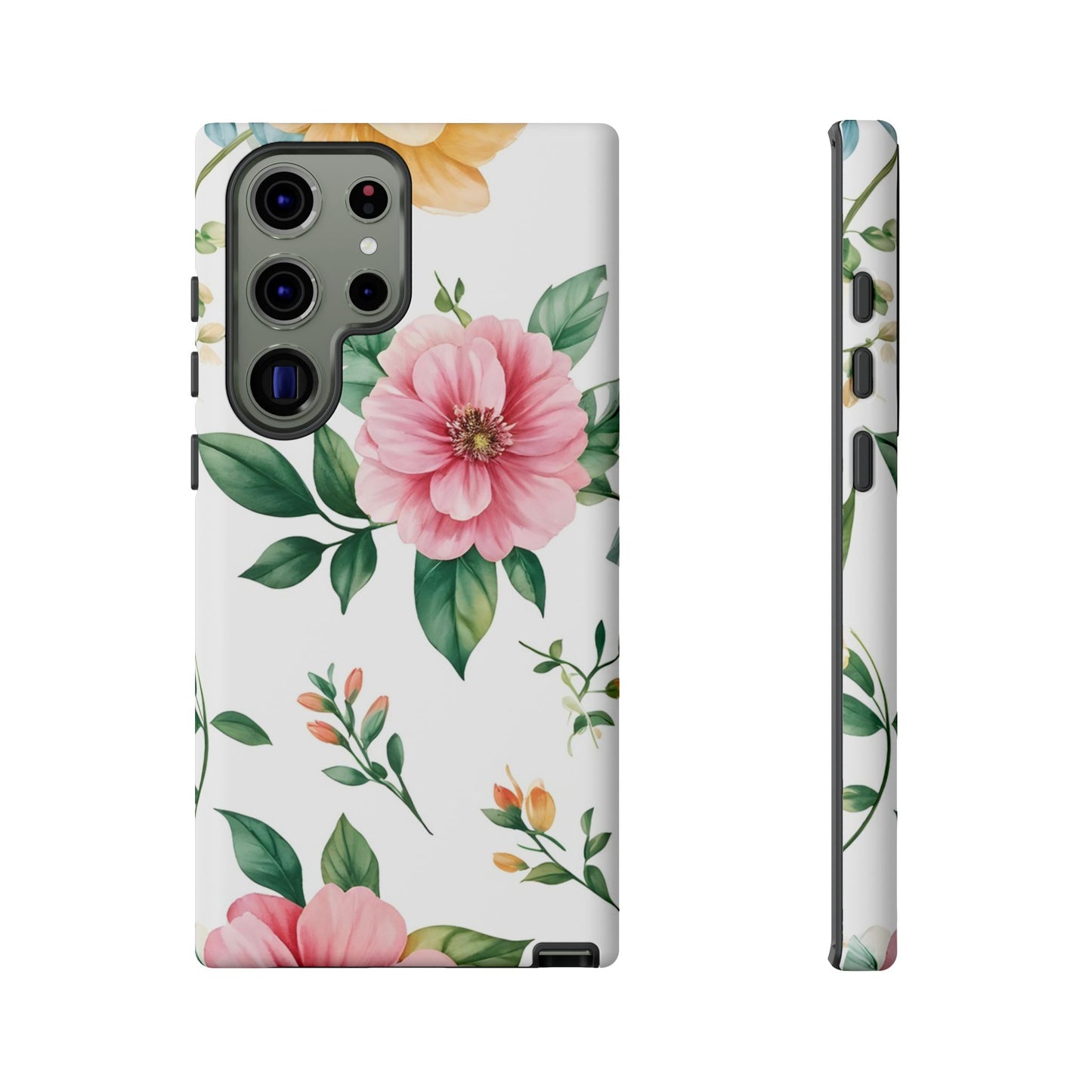 Floral Tough Phone Case — Pink Peony Protective Phone Cover