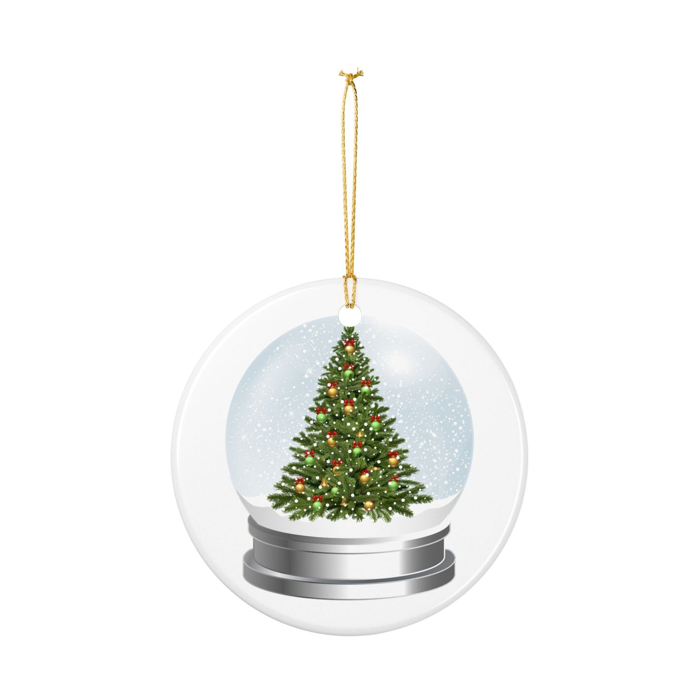Christmas Tree Snow Globe Ceramic Ornament – Double‑Sided Holiday Decoration