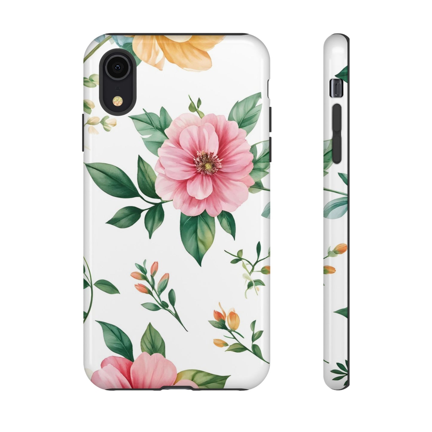 Floral Tough Phone Case — Pink Peony Protective Phone Cover