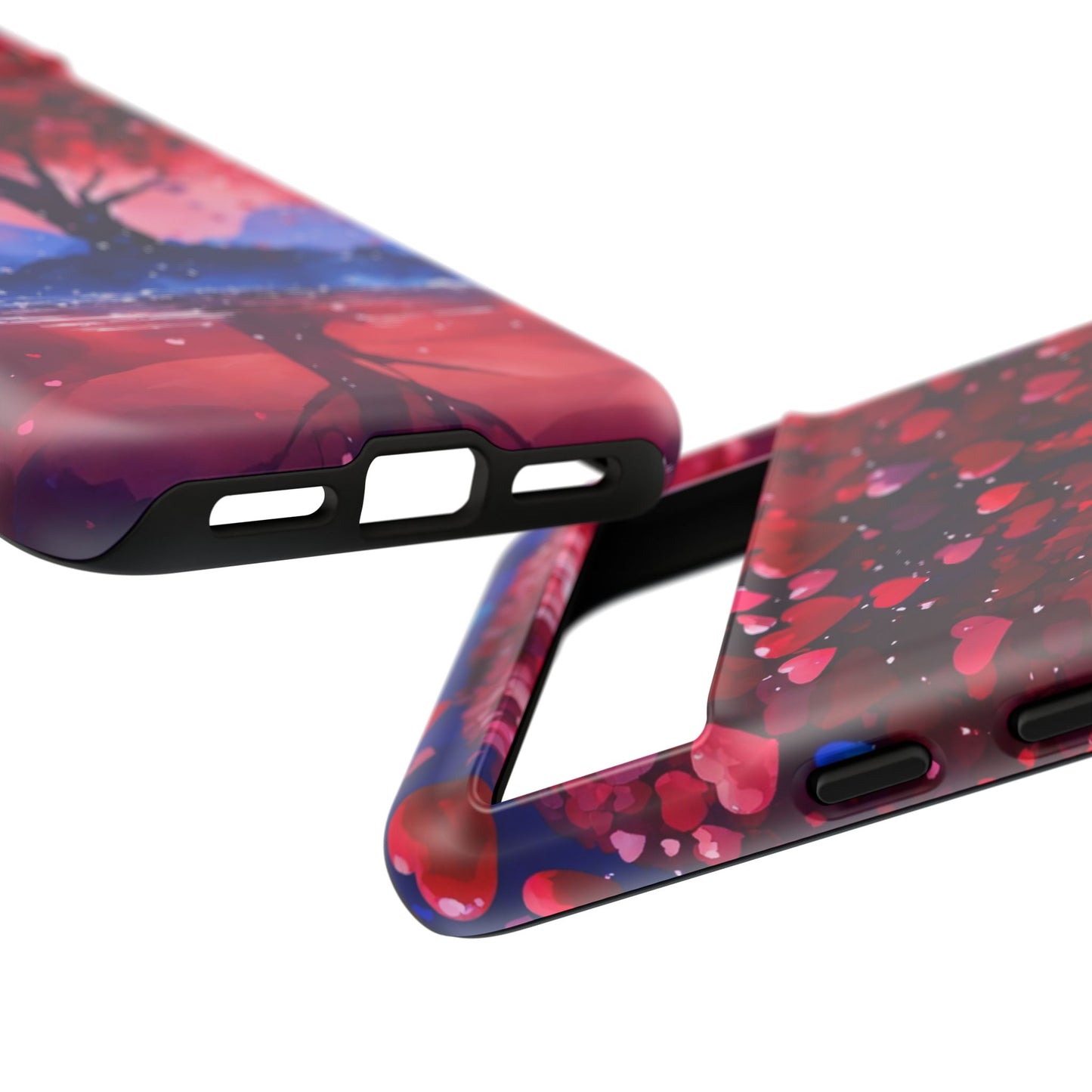 Heart Tree Phone Case — Romantic Red & Blue Protective Tough Case