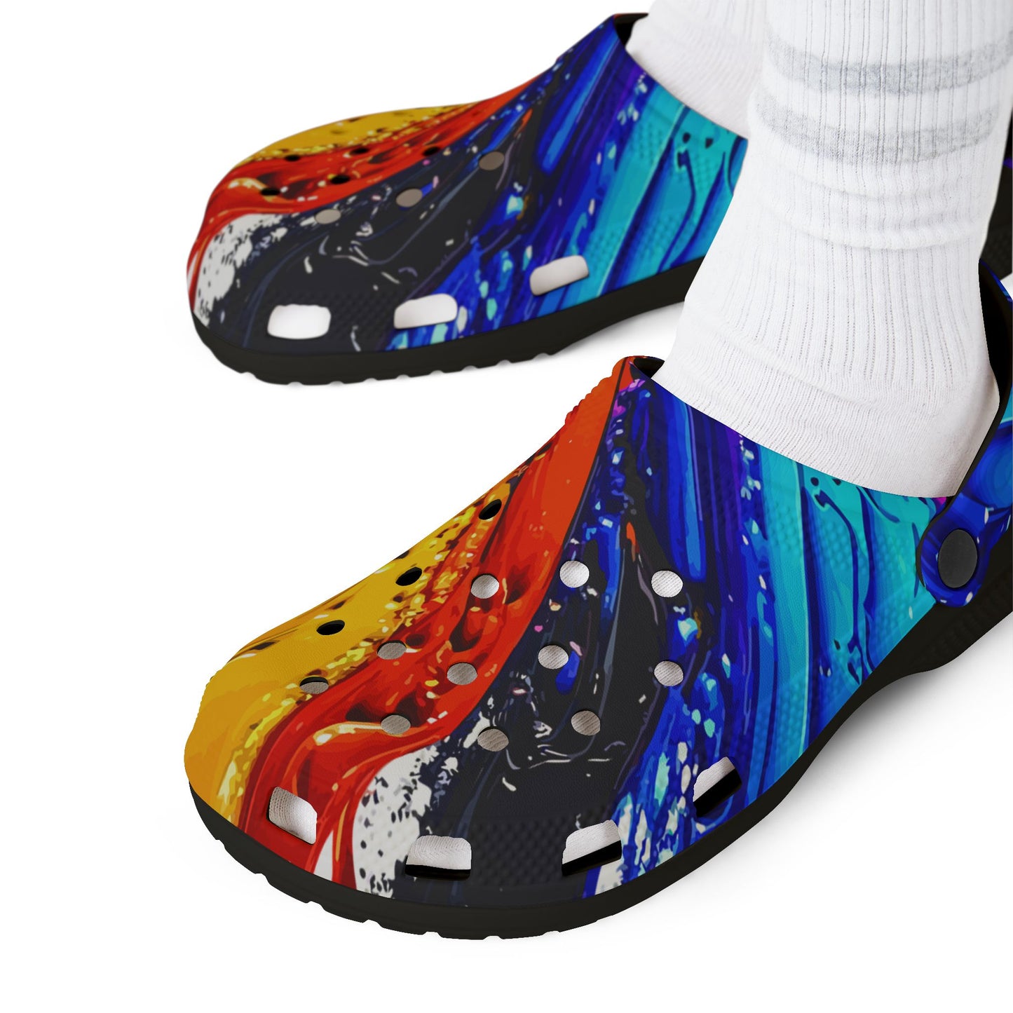 Color Splash EVA Foam Clogs – Vibrant Abstract Slip-On Shoes