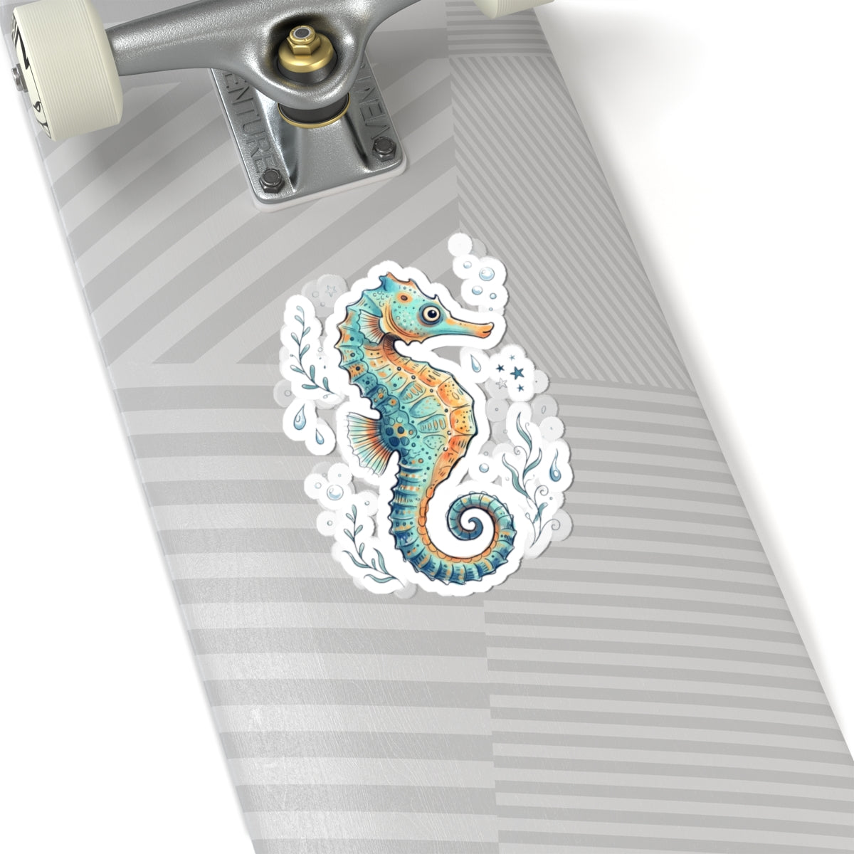 Seahorse Kiss-Cut Sticker — Watercolor Ocean Marine Decal for Laptops & Water Bottles