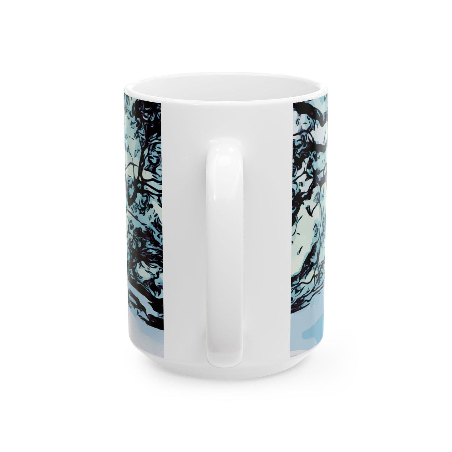 Winter Oak Tree Ceramic Mug — Scenic Snowy Tree Coffee Cup (11oz, 15oz)