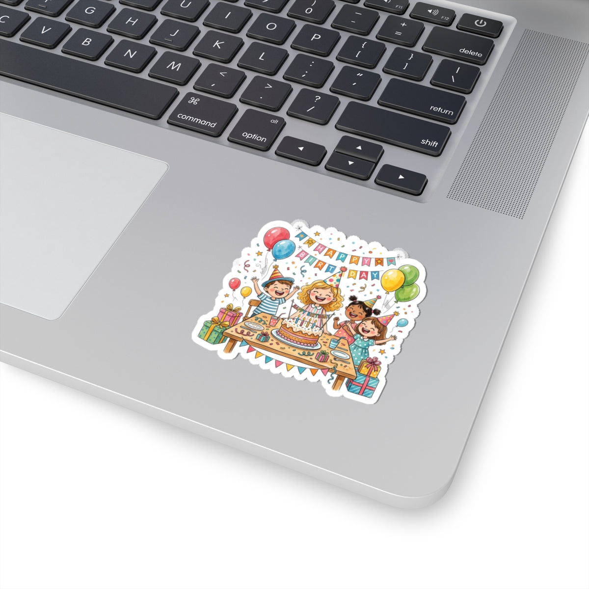 Birthday Party Kids Sticker — Happy Birthday Cake Celebration Kiss-Cut Sticker