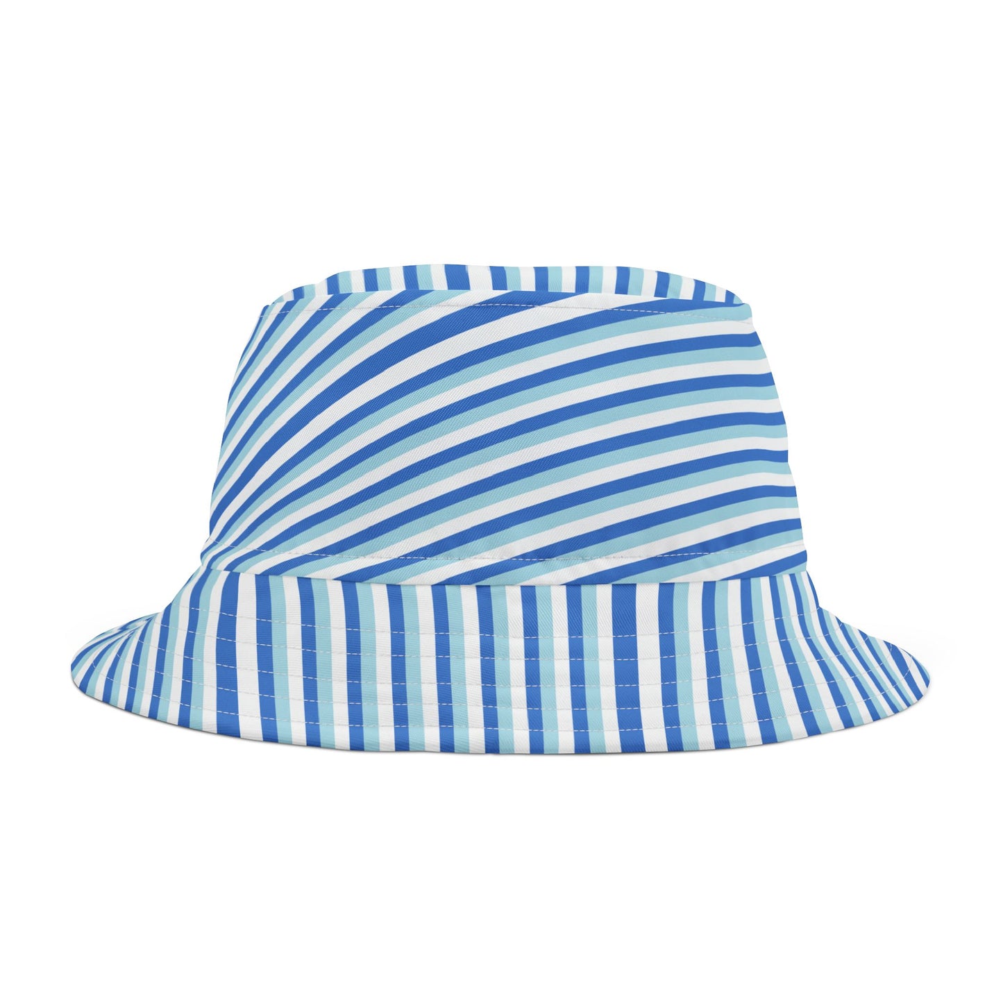Blue Striped Bucket Hat — Nautical Summer Beach Sun Hat