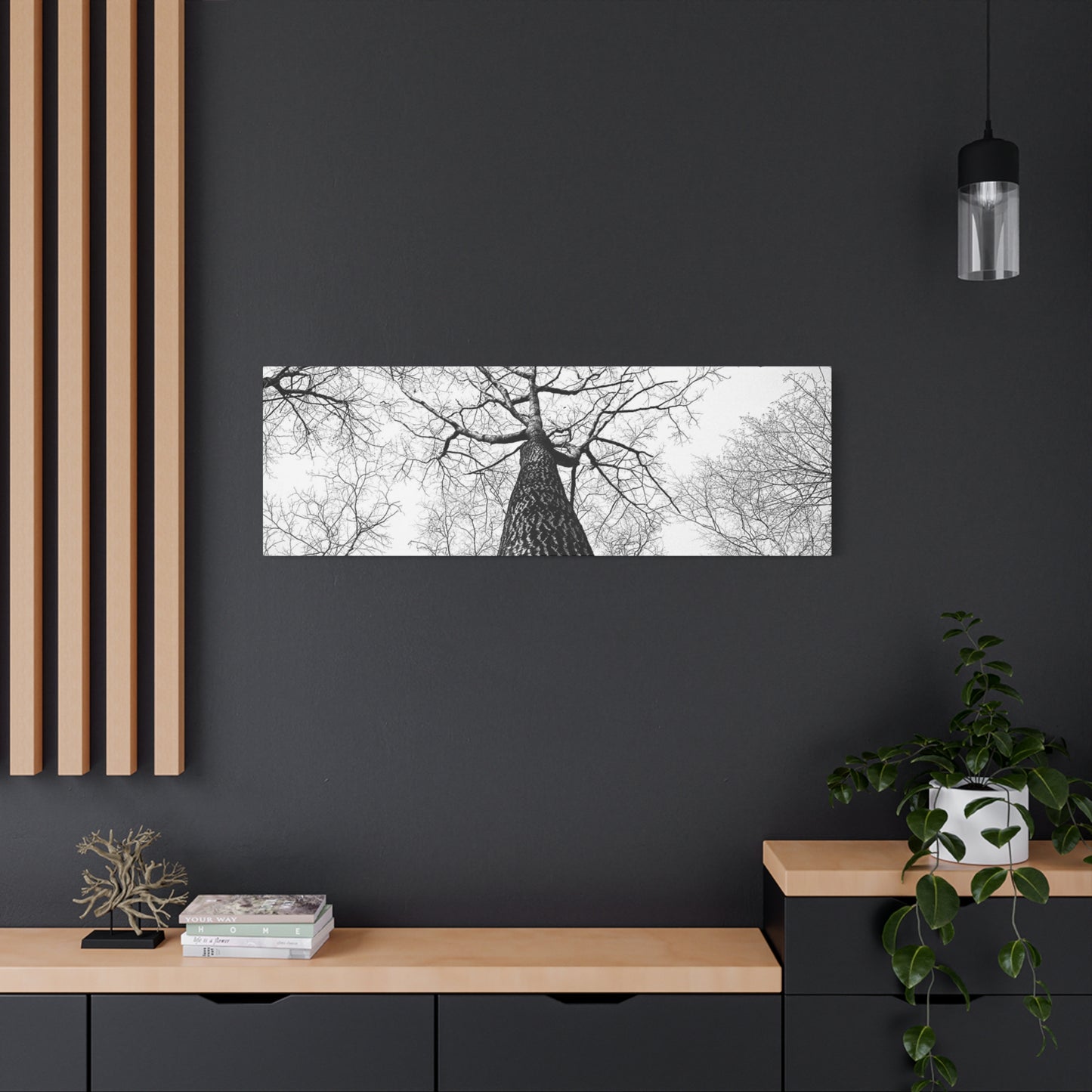 Black & White Tree Canopy Matte Canvas Wall Art — Upward Forest Photography