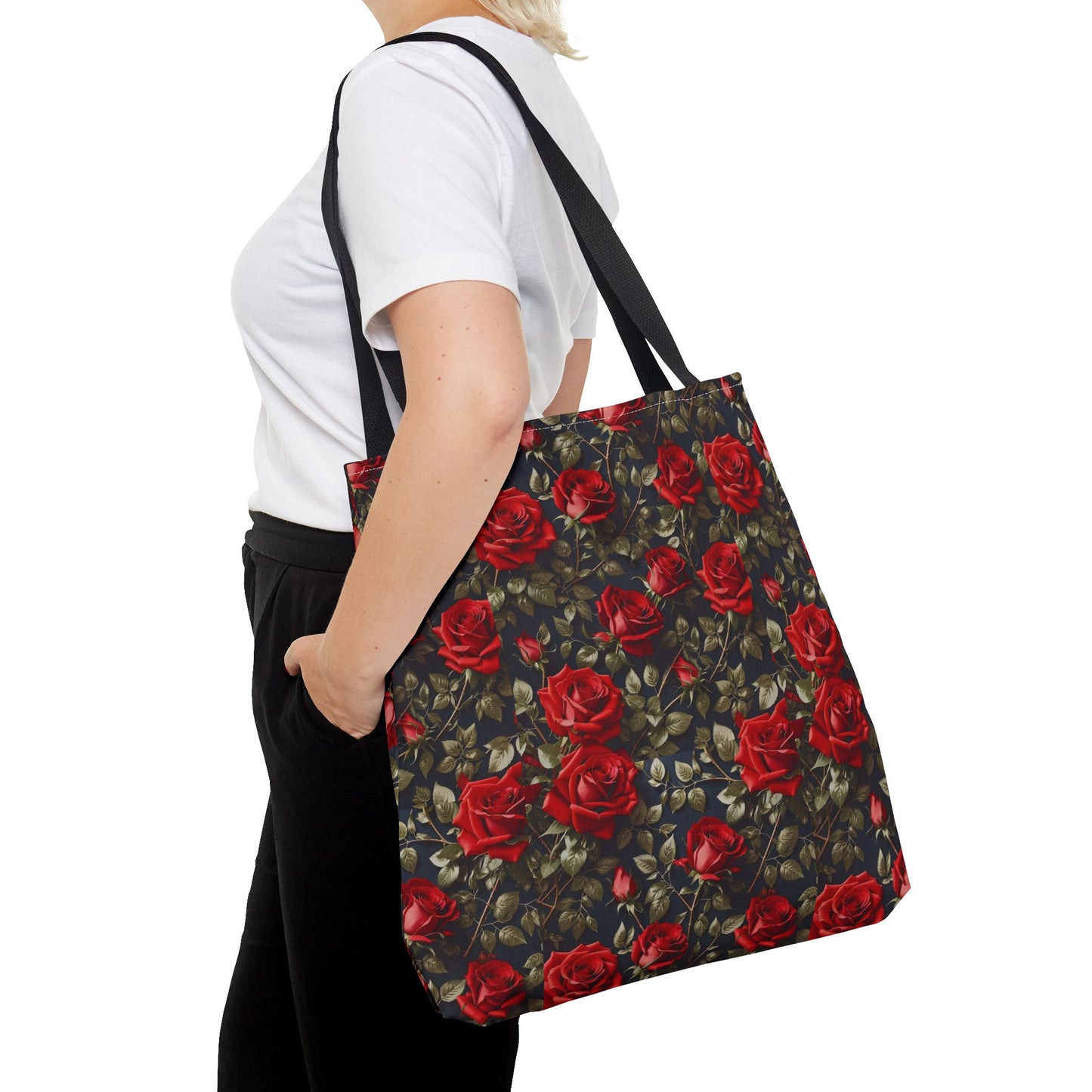 Elegant Floral Tote Bag, Stylish Rose Print, Gift for Her, Eco-Friendly Shopping Bag, Perfect for Spring, Everyday Use, Casual Chic