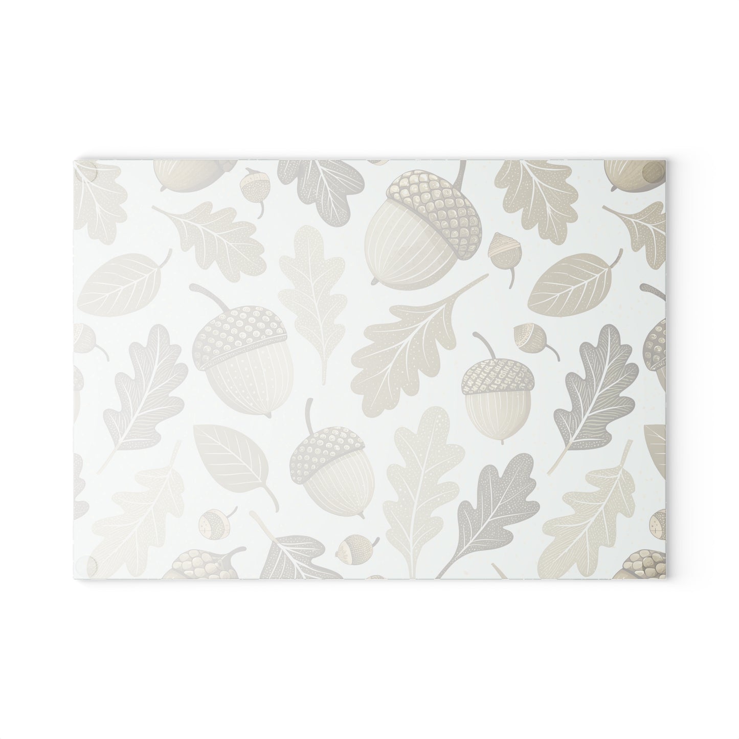 Acorn & Oak Leaves Glass Cutting Board — Autumn Kitchen Decor