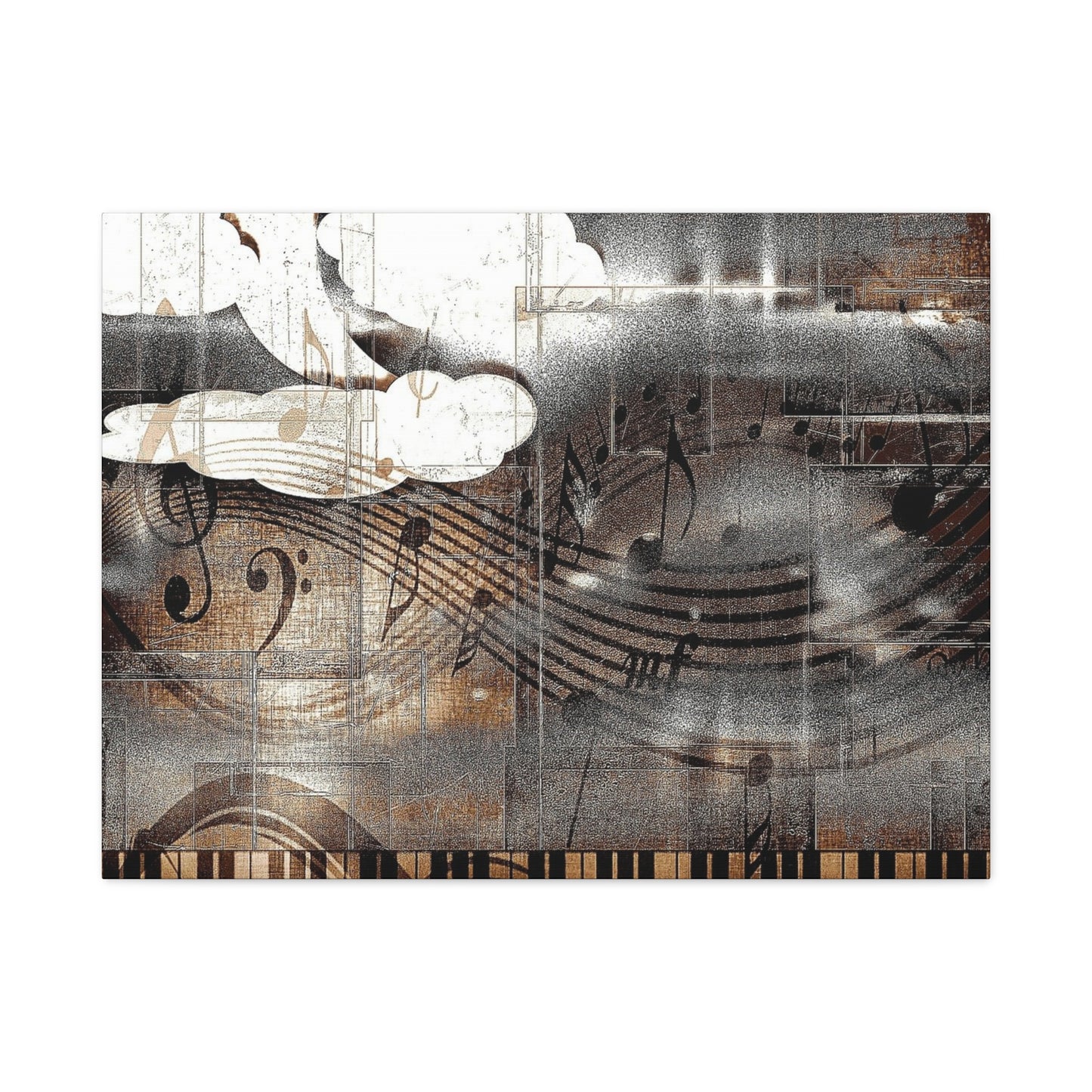 Abstract Musical Notes Matte Stretched Canvas Art (1.25")