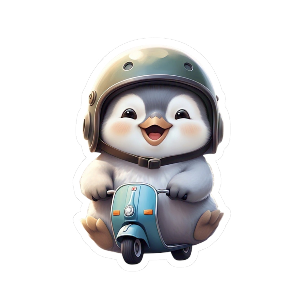Adorable Penguin Scooter Kiss-Cut Sticker