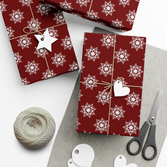 Festive Gift Wrap Paper Set, Holiday Wrapping Paper, Christmas Gift Wrap, Unique Gift Wrapping, Snowflake Design, Eco-Friendly Gift Wrap