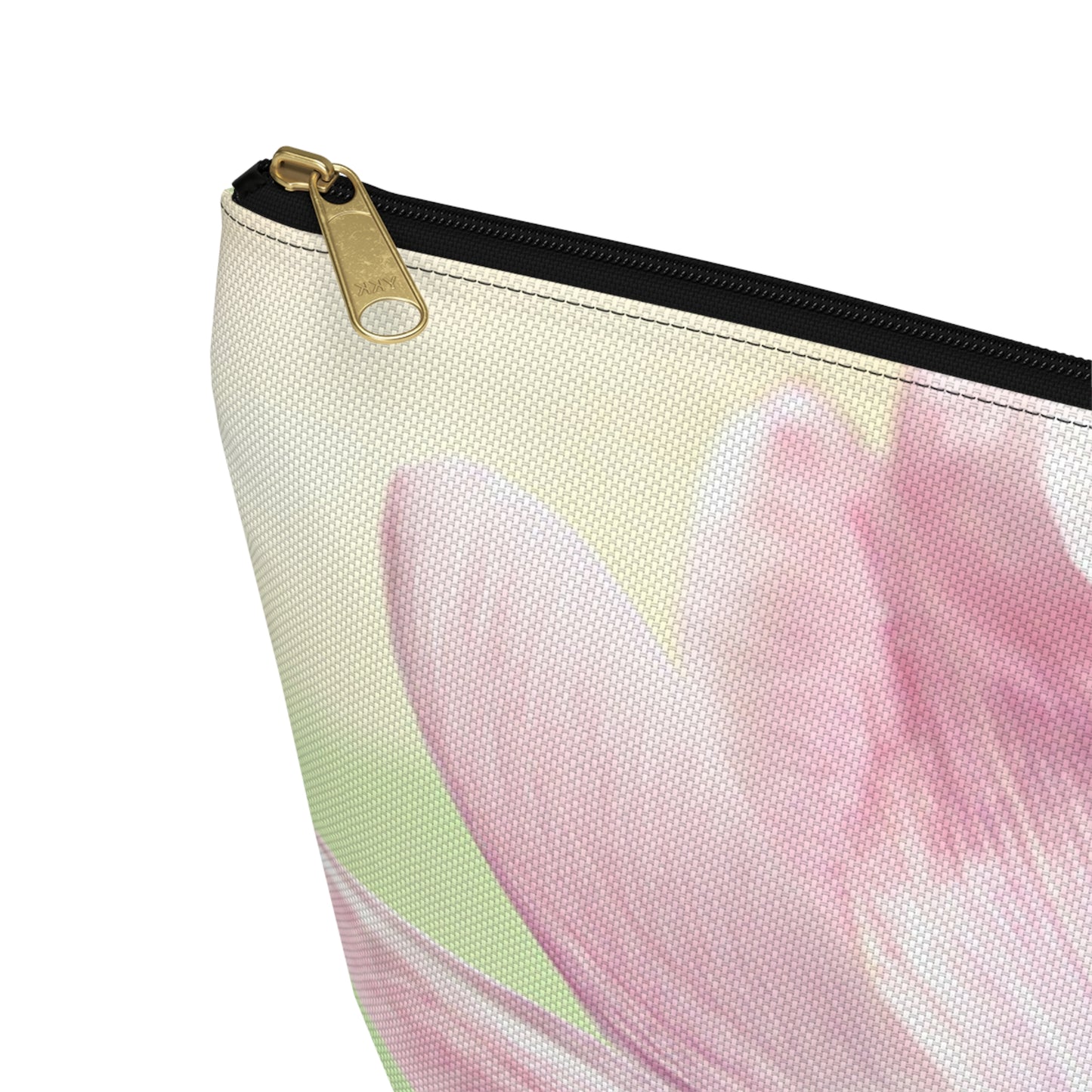 Pink Tulip Floral Accessory Pouch — Cosmetic Makeup Bag with T-Bottom