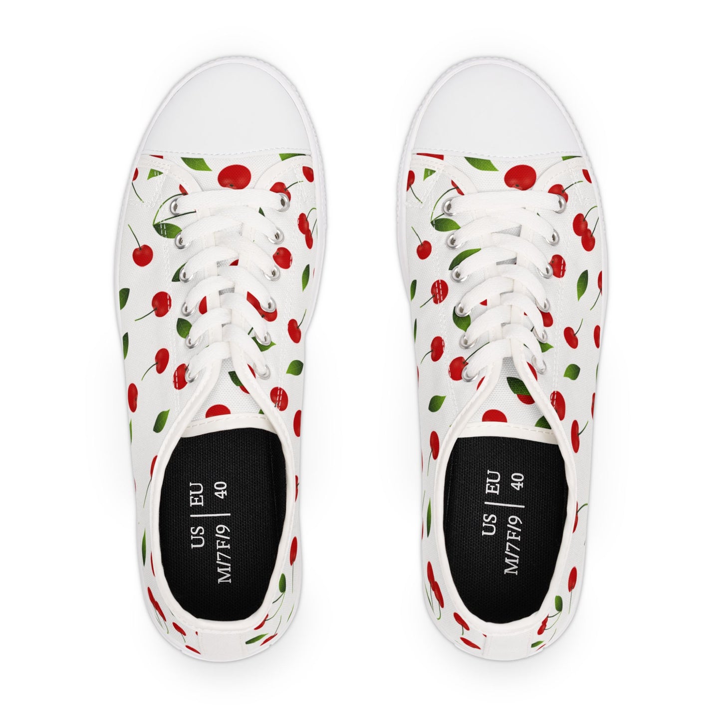 Cherry Print Low Top Sneakers — Women's Cute Summer Casual Shoes