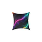 Neon Aurora Abstract Square Pillow — Vibrant Cosmic Decorative Throw Pillow
