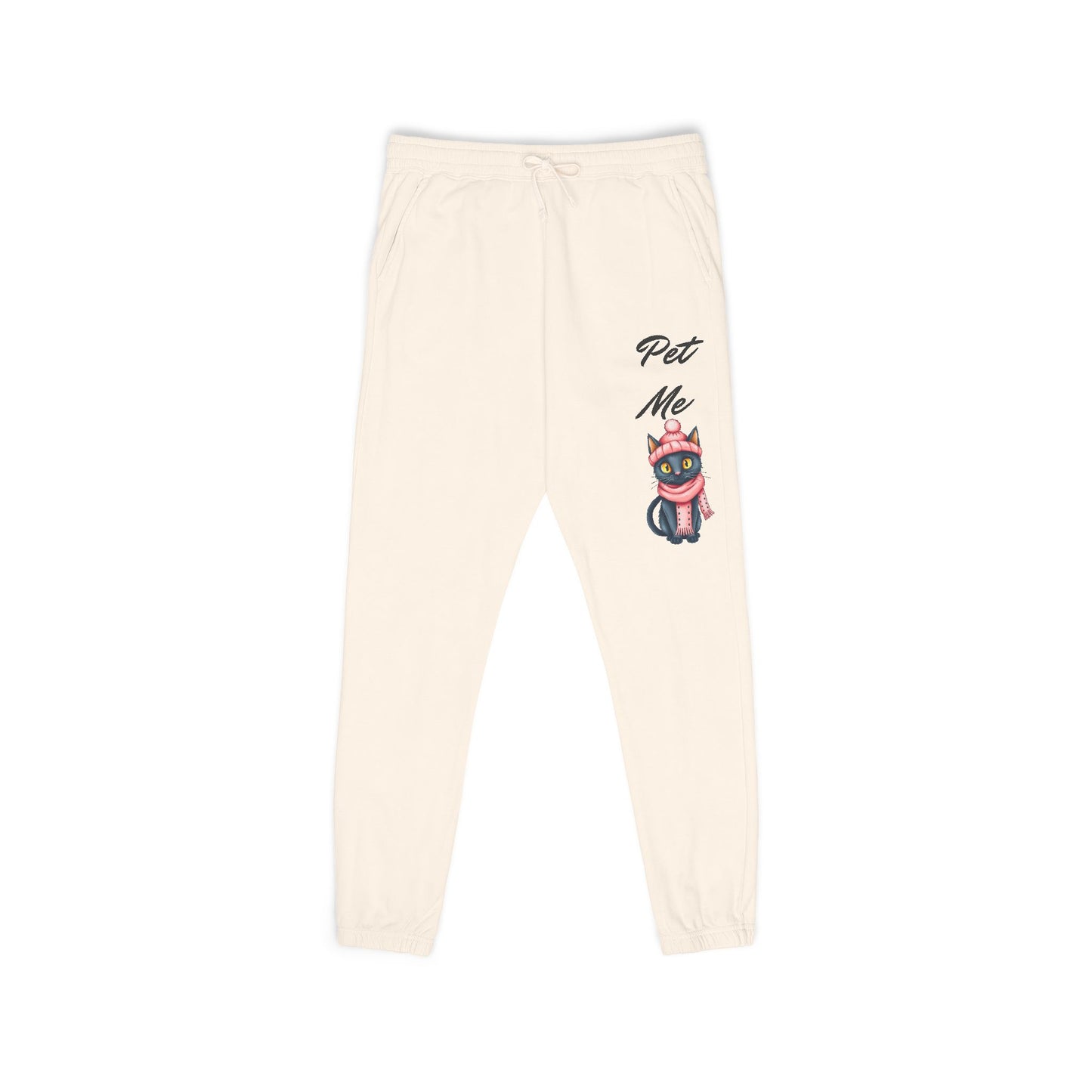 Sweatpants — Colorful Cosmic Cat Graphic "Pet Me" Joggers