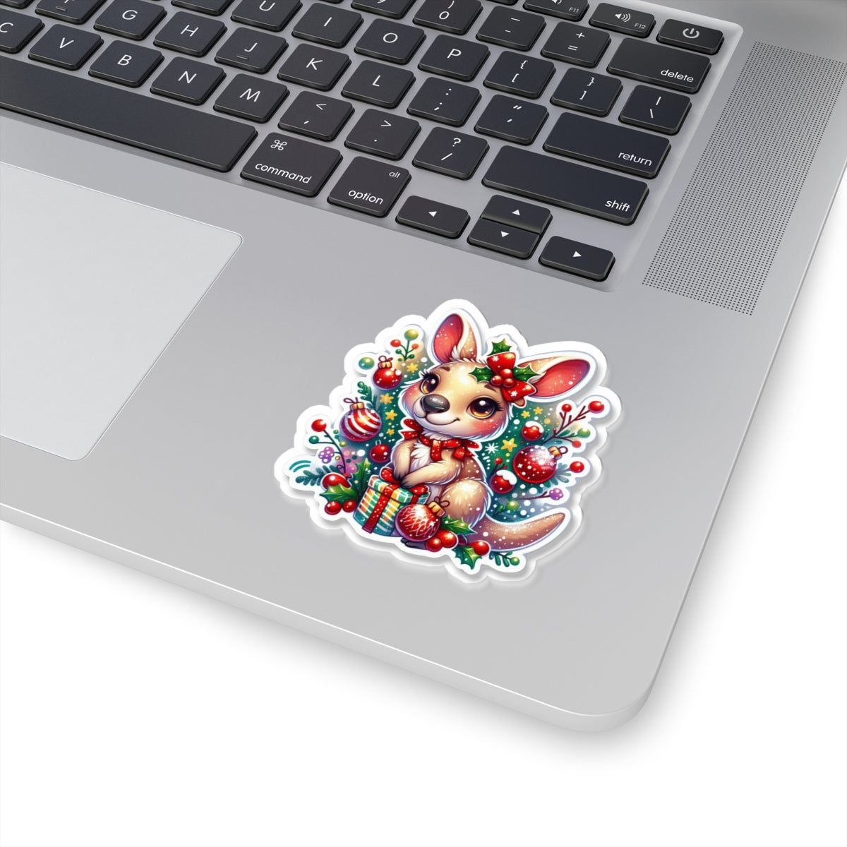 Festive Kangaroo Kiss-Cut Stickers, Christmas Decor, Holiday Gifts, Cute Animal Stickers, Laptop Decals, Children's Party Supplies