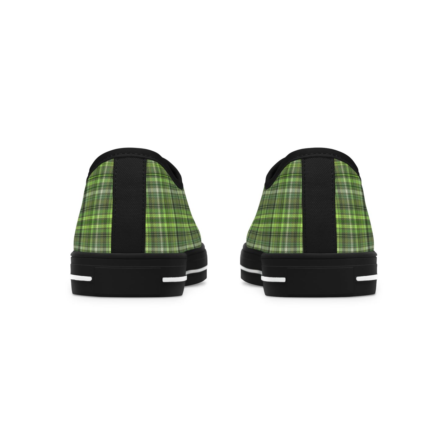 Green Plaid Low Top Sneakers — Casual Canvas Shoes