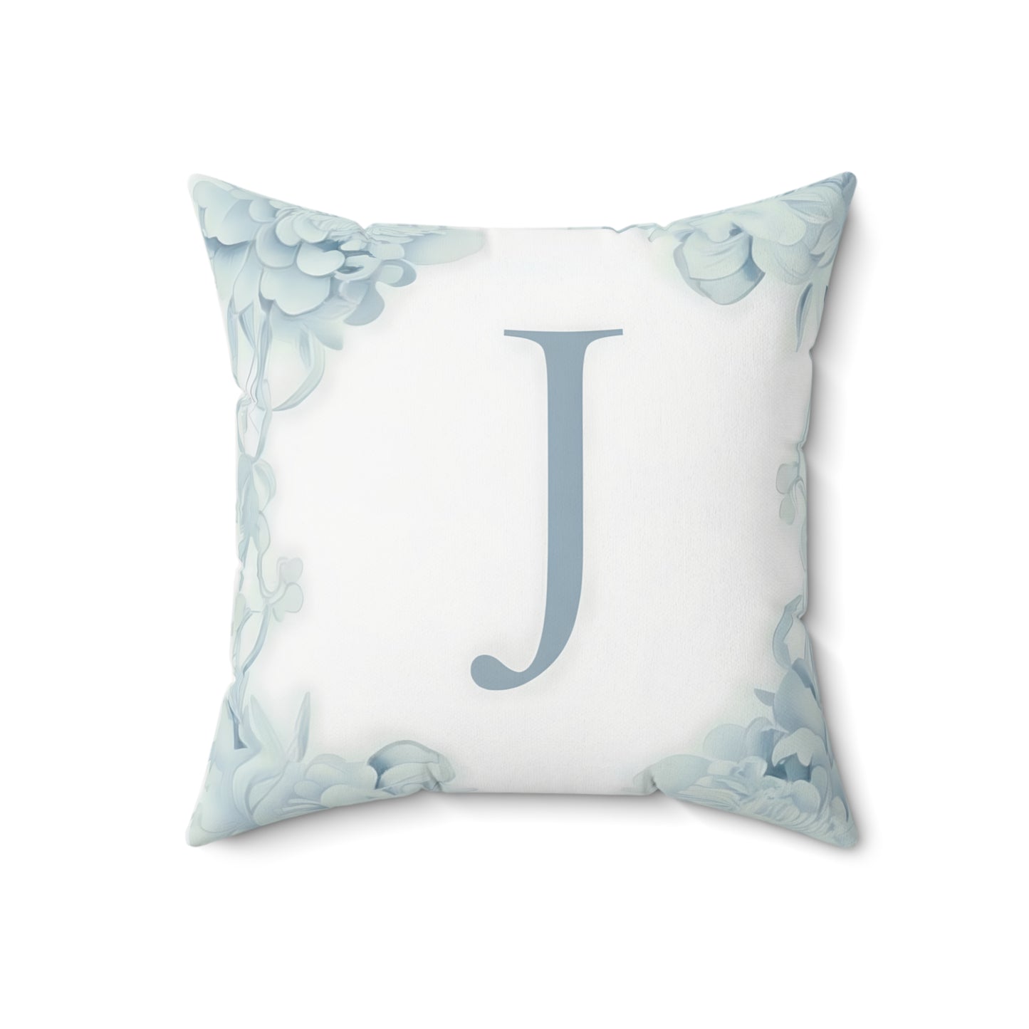 Monogram Floral Pillow - Letter J Decorative Throw Cushion