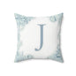 Monogram Floral Pillow - Letter J Decorative Throw Cushion