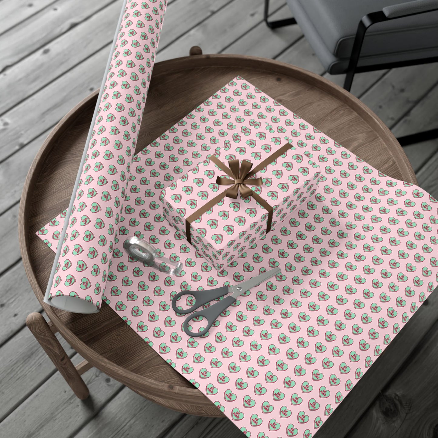 Valentine 'Be Mine' Heart Gift Wrap Paper – Pink Romantic Wrapping Sheets