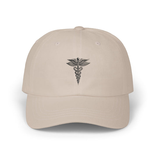 Classic Dad Cap with Caduceus Design - Unisex, Adjustable Cap for Healthcare Professionals, Gifts for Doctors, Medical Students, Casual Wear