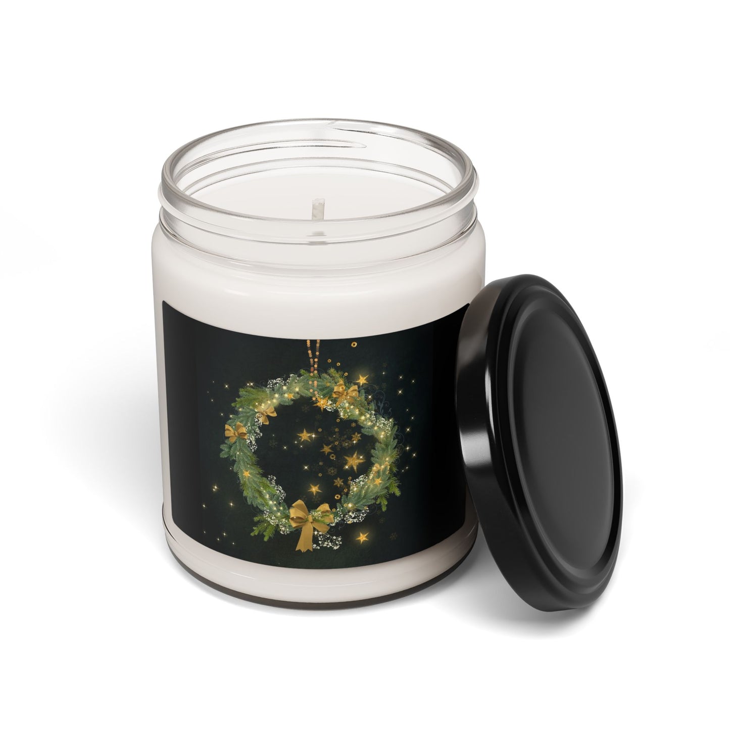 Holiday Wreath Soy Candle — 9oz Scented Christmas Candle