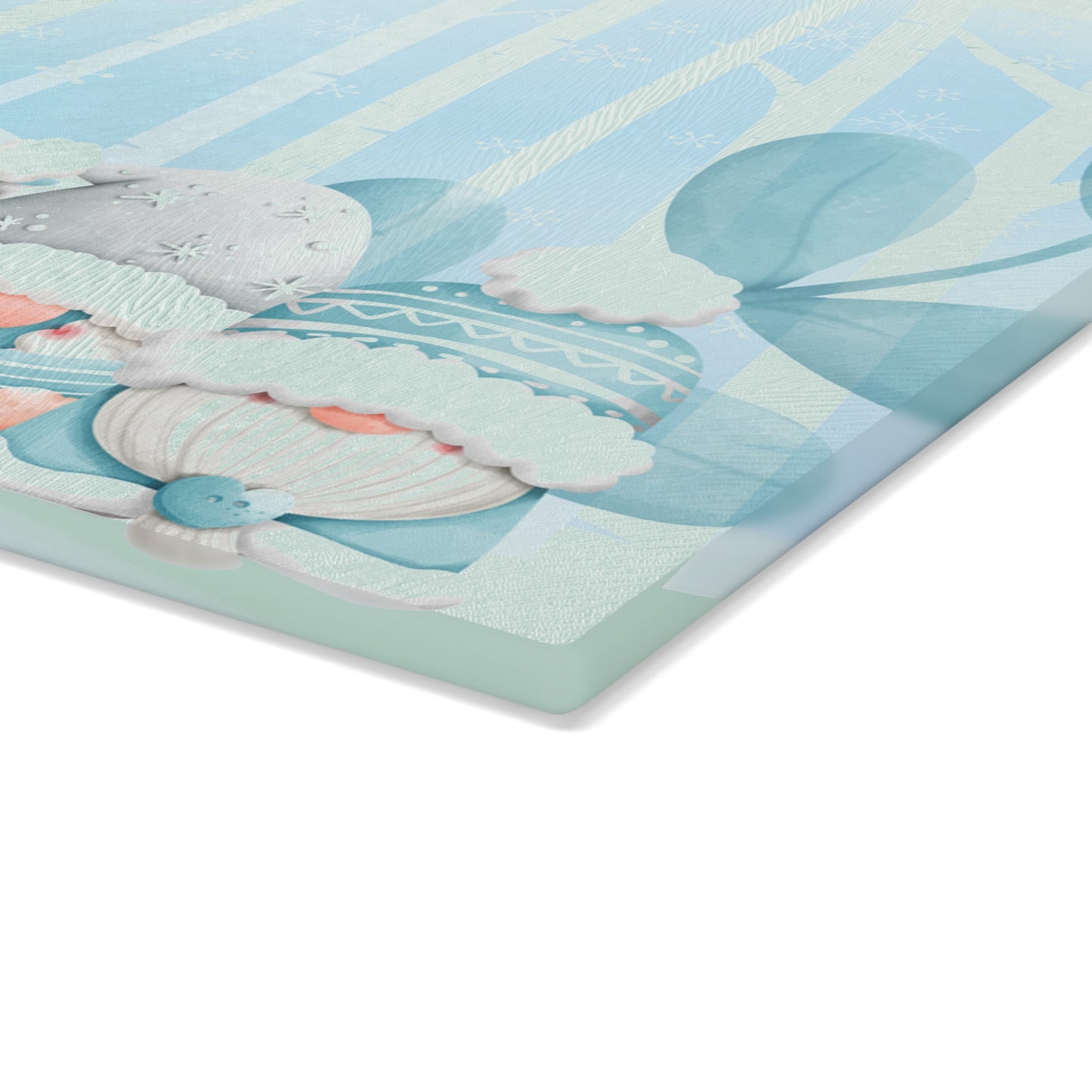 Winter Gnome Glass Cutting Board - Cute Nordic Holiday Kitchen Decor
