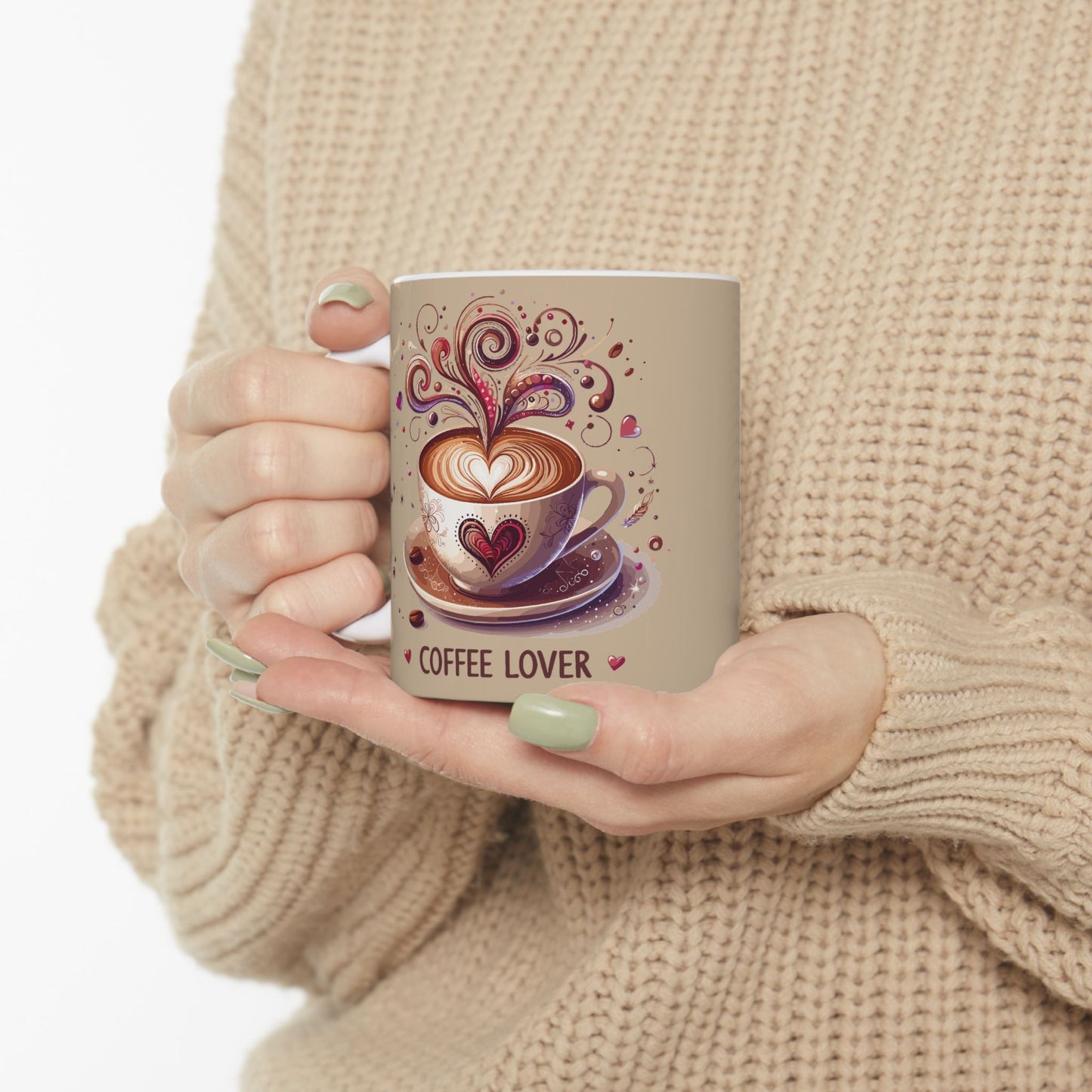 Coffee Lover Ceramic Mug — Cute Whimsical Coffee Art (11oz & 15oz)