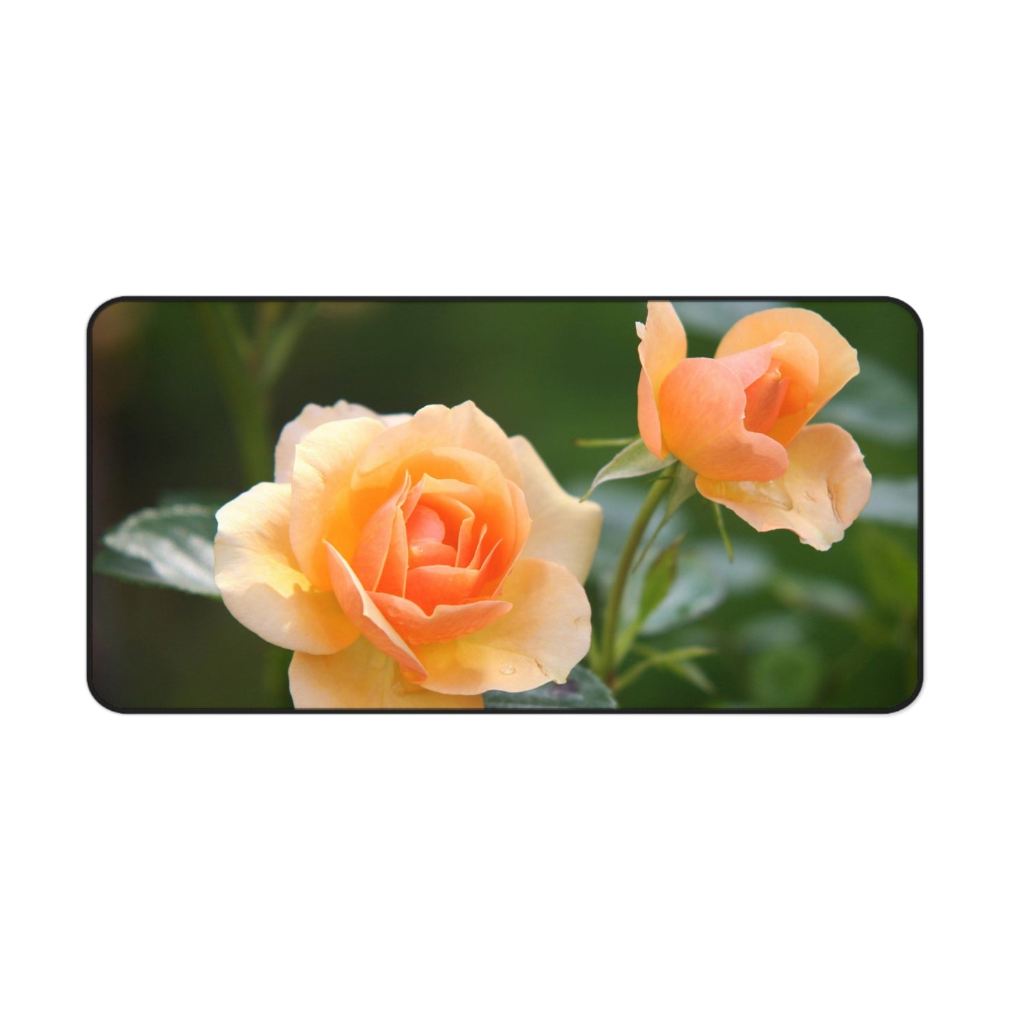 Desk Mat — Peach Rose Floral Desk Mat for Home Office, Floral Mouse Pad