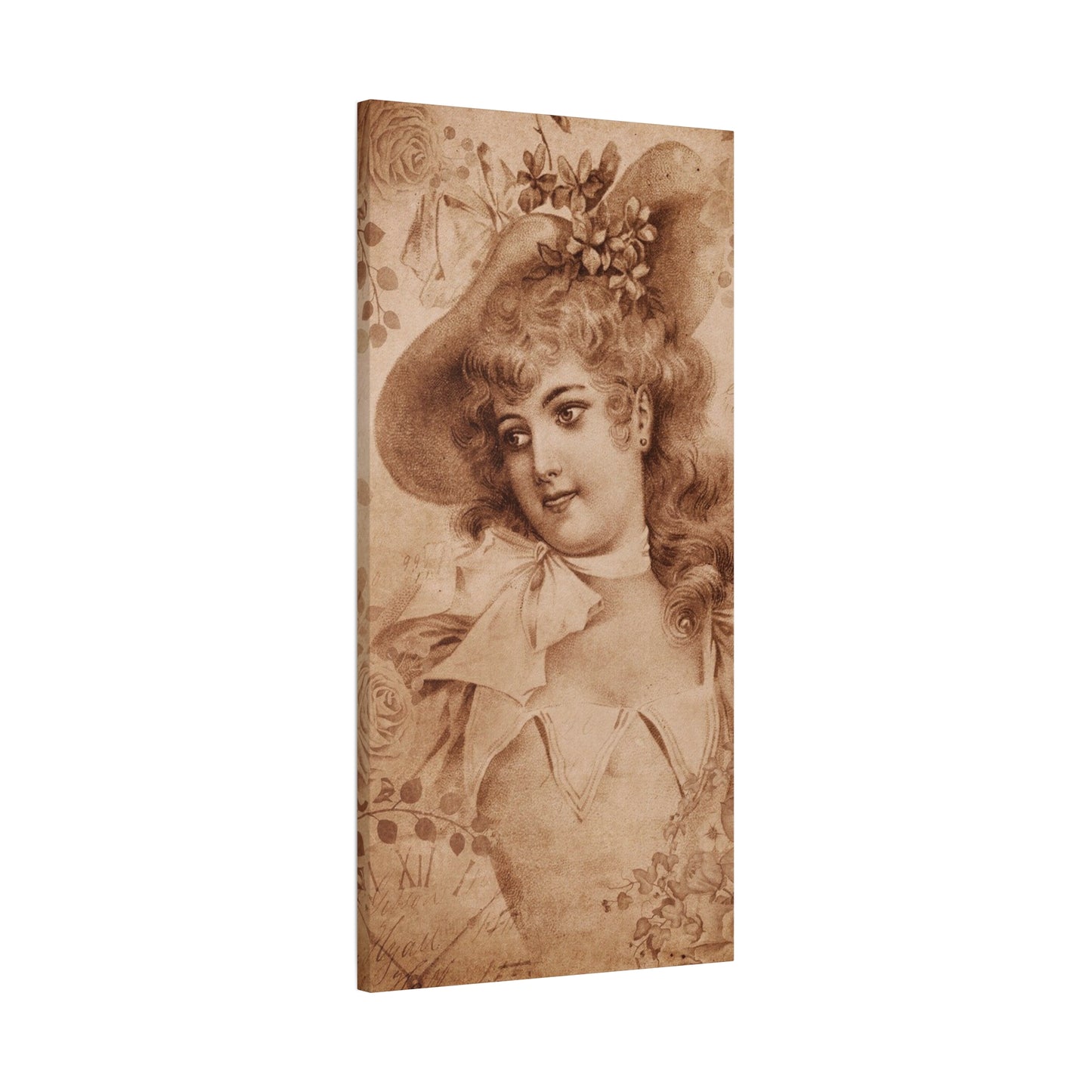 Vintage Sepia Portrait Canvas — Romantic Victorian Lady Matte Wall Art