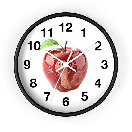 Whimsical Apple Wall Clock, Fun Kids Decor, Nursery Wall Accent, Tick Tock, Gift for Children, Playful Home Decor, Educational Timer