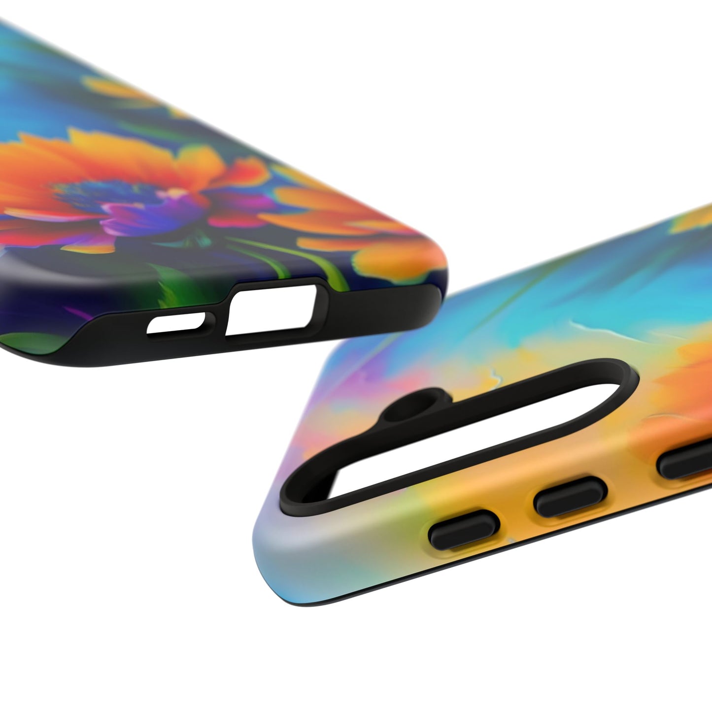 Floral Burst Tough Phone Case — Vibrant Watercolor Flowers Protective Cover