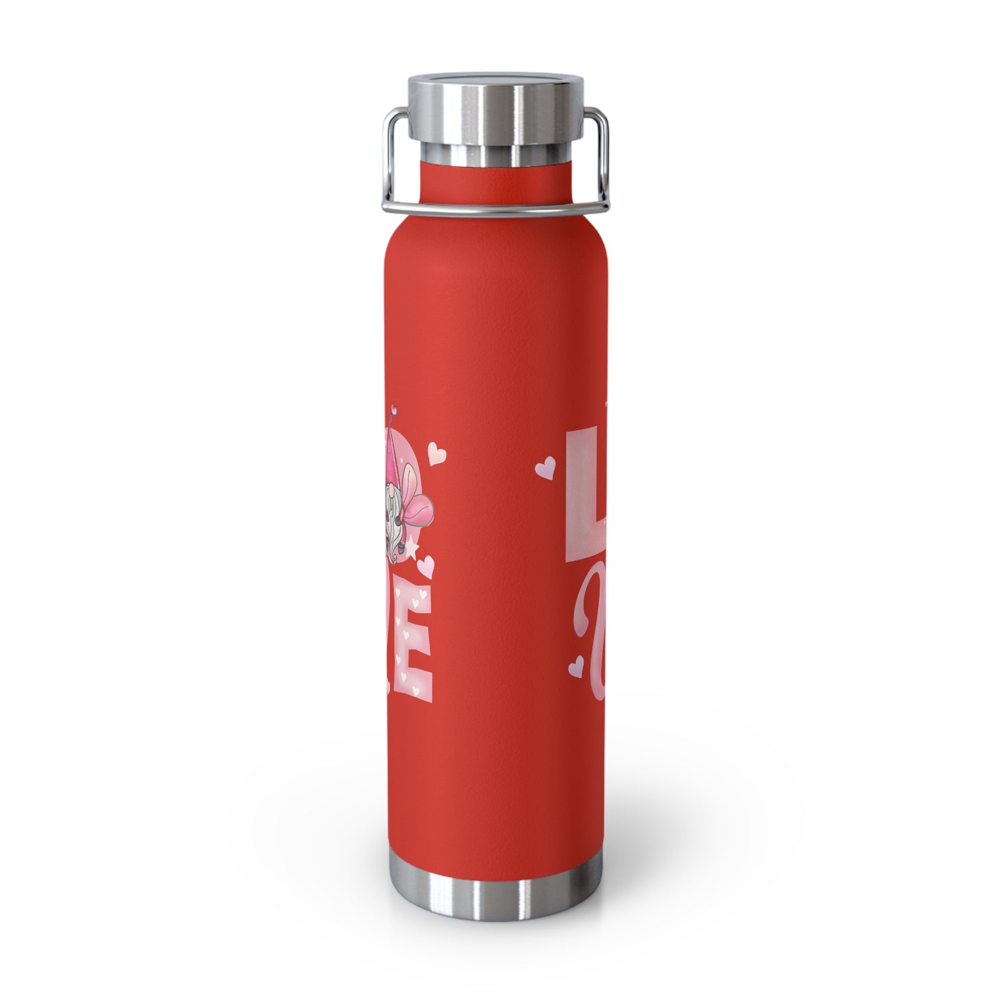 22oz Insulated Bottle — Red 'LOVE' Floral Valentine Water Bottle