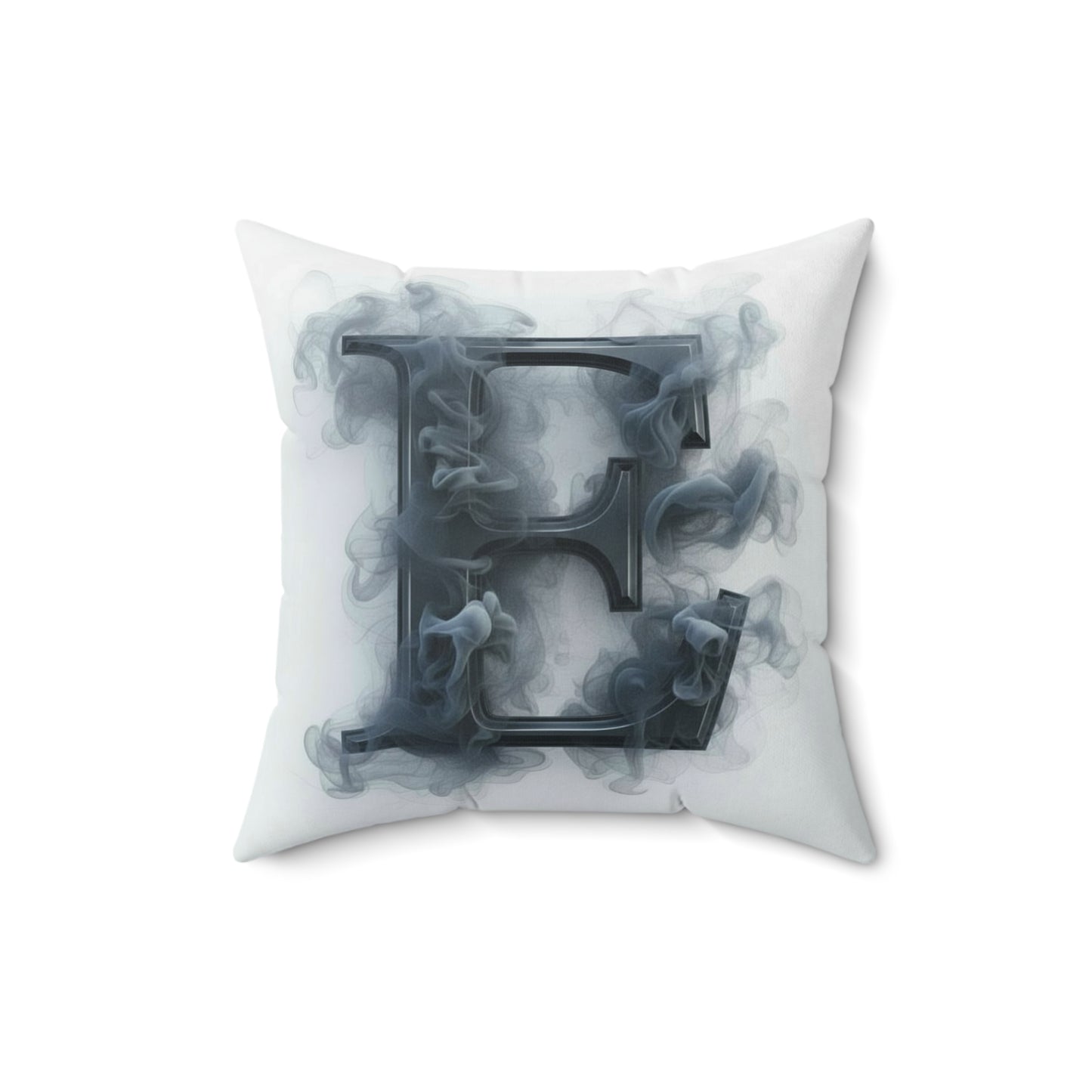 Letter E Smoke Monogram Pillow — Decorative Polyester Throw Pillow